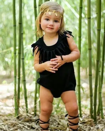 Комбинезон с кисточками для маленьких девочек и мальчиков черный зеленый цвета