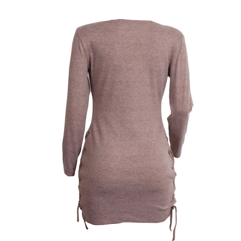 Romantichut Sexy Nightclub Dress Lace Up Split Mini Women Dresses Christmas Vestidos de festa Wool Bodycon Render Winter | Женская