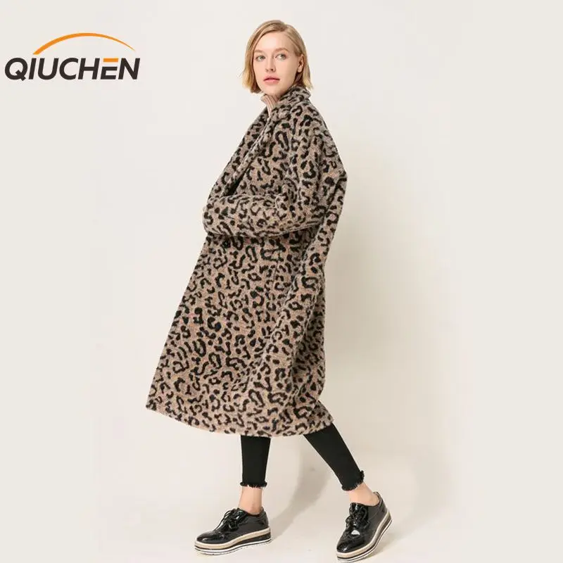 QIUCHEN PJ1858 2018 new arrival free shipping high quality wool long girls coat fashion winter | Женская одежда