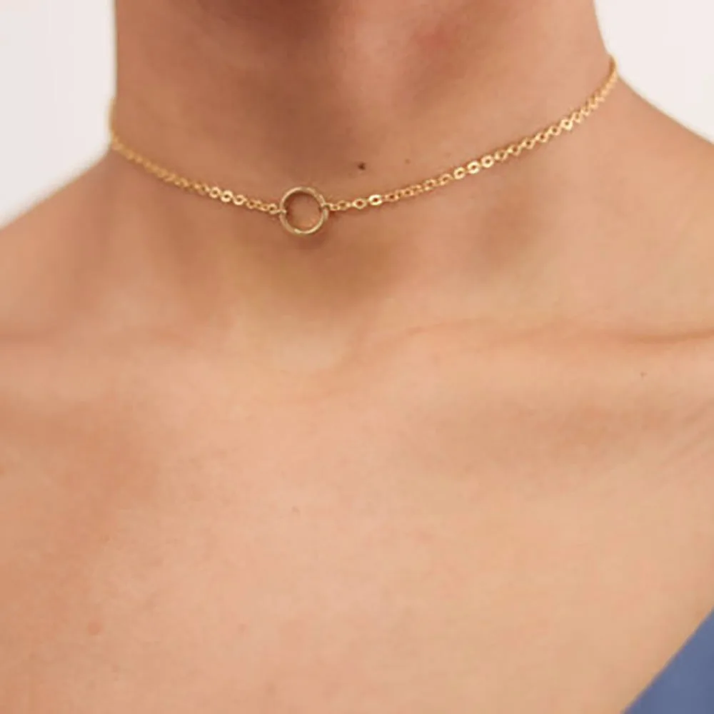 Новые простые женские круглые ожерелья Посеребренная/Золотая цепочка ювелирные