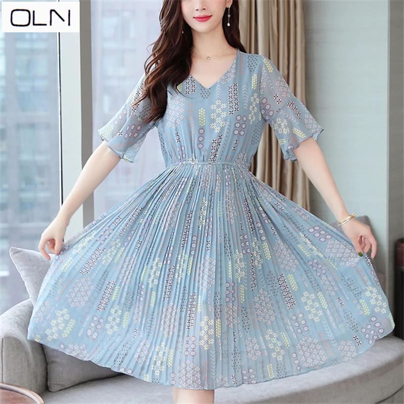 Vestidos платье oln в Корейском стиле тонкое феи с цветочным рисунком длинное
