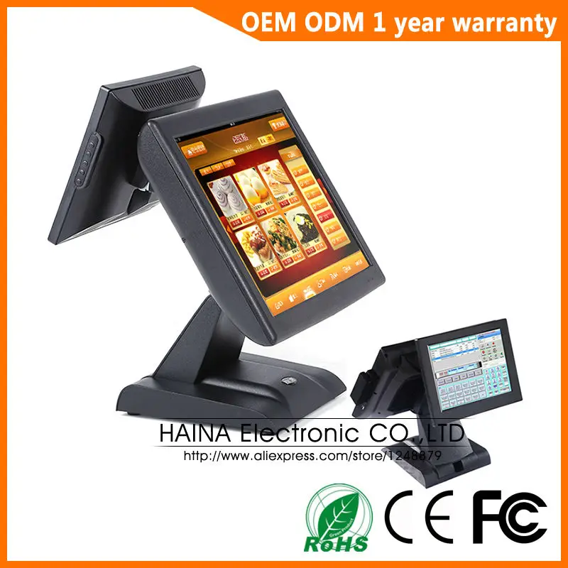 15 inch All In One Touch Screen POS System Dual Screen POS Terminal