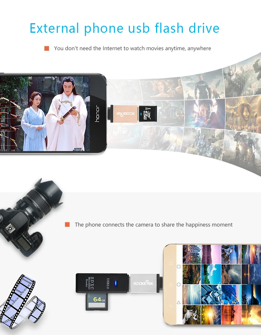 Rocketek USB 3,0 2,0-type c OTG адаптер Alu mi um аксессуары для телефонов разъем для One plus 6 5 Xiaomi mi 8 huawei