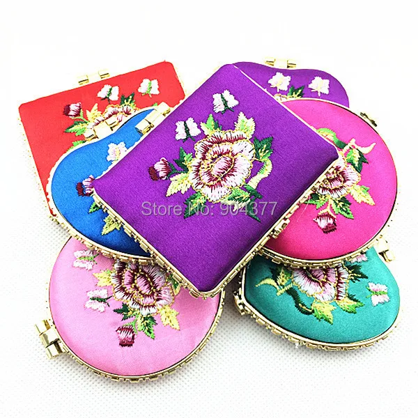 Компактные зеркала с вышитым цветком пиона свадебные сувениры двухстороннее