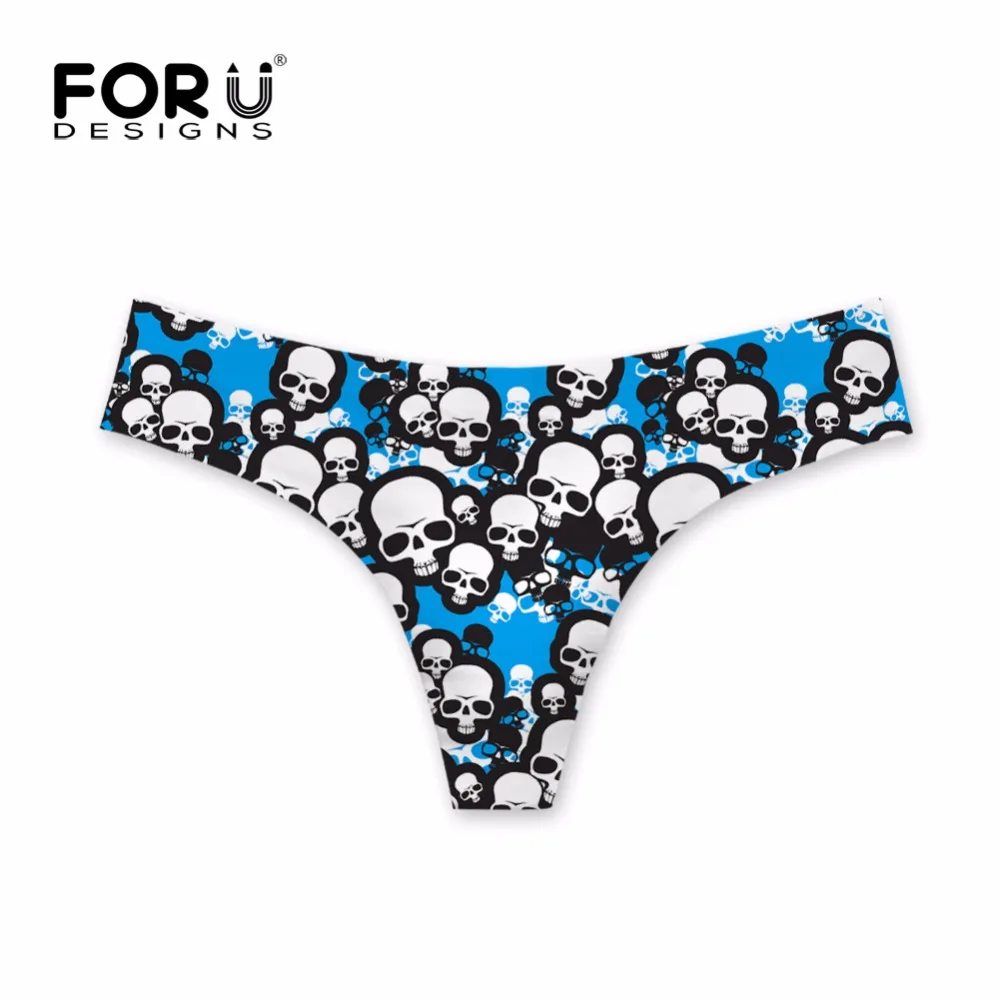FORUDESIGNS Sexy Lingerie Women G strings Seamless Panties Female Underwear 3D Skull Heads Printed g Strings Bragas Mujer Briefs|seamless