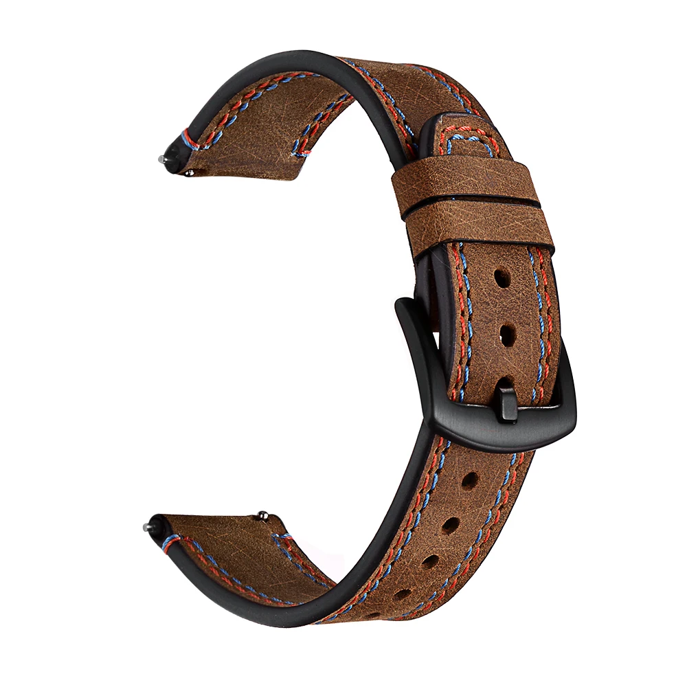 22 мм кожаный ремешок с двойной линией запястья crazy horse для Xiaomi Huami Amazfit Pace часов Stratos