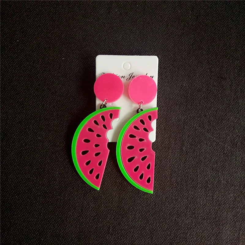 Wukaka Fashion Cool Watermelon Pendant Earrings Exaggerated Personality Earring For Women Party Gifts earrings Jewelry | Украшения и