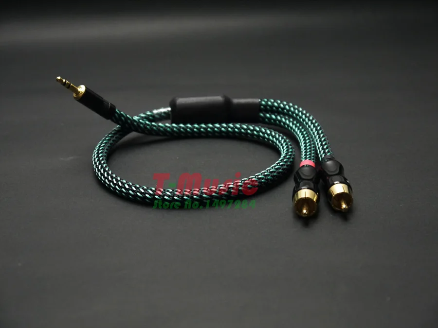1 шт. HiFi аудио кабель 3 5 мм на 2 RCA 4N OFC (зеленая версия) | Электроника