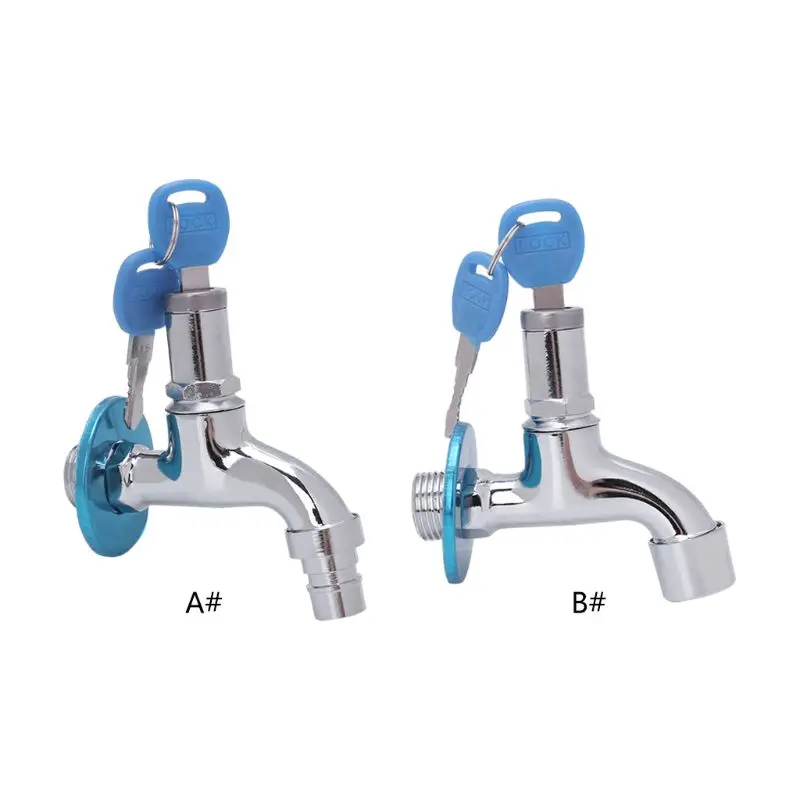 

2 Size Outdoor Anti-theft Sink Faucet With Lock Key Single Handle Lockable Household Washing Water Tap