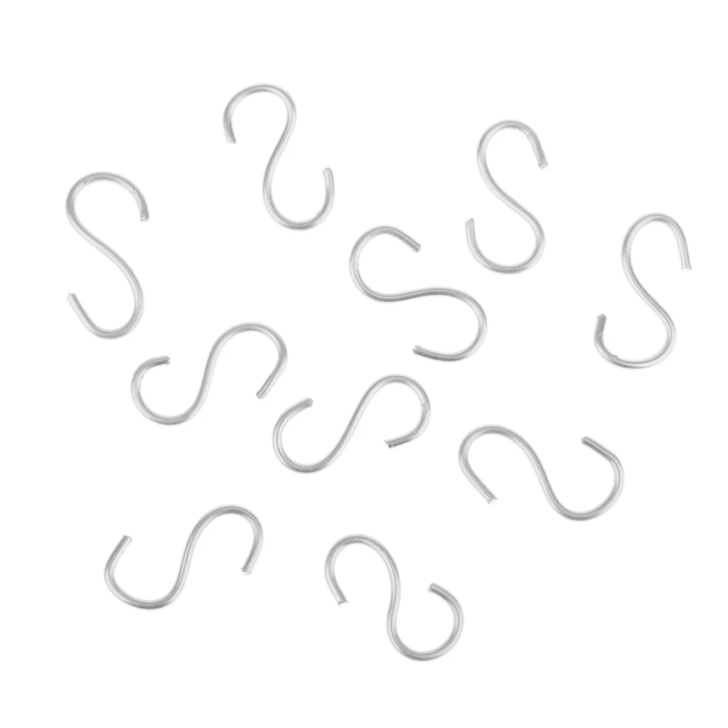 

MagiDeal 10pieces 1/12 Dollhouse Mini S Hooks Key Connector DIY Craft Silver