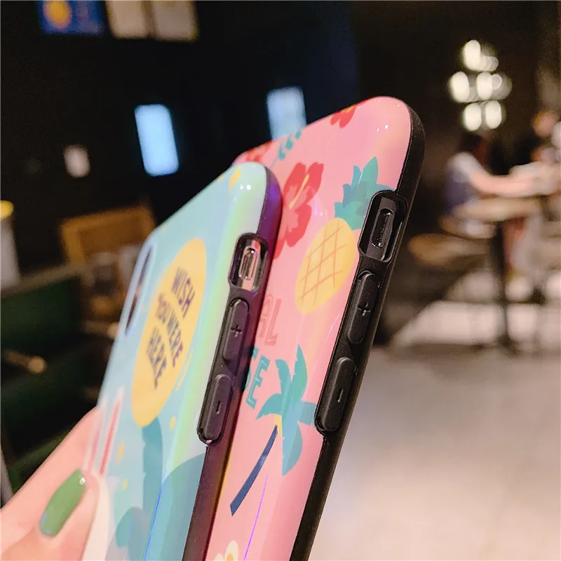 blue light cartoon brown bear yellow duck IMD Pink soft shell phone Case For Apple iphone 6 6s 7 8 Plus X XS XR MAX case |