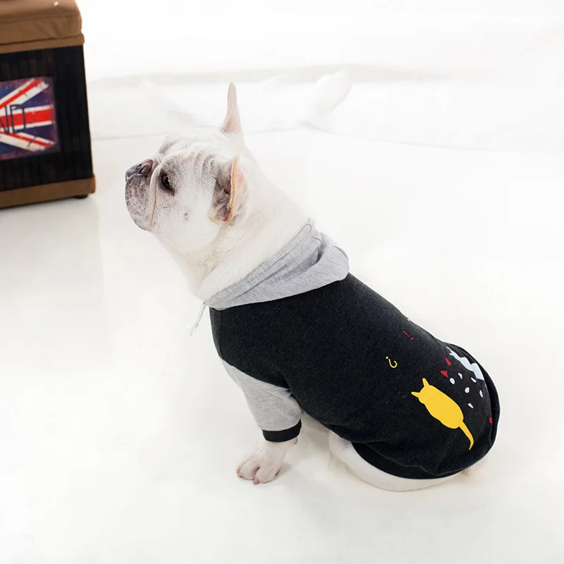 Весенняя одежда для собак Французский бульдог толстовка с капюшоном Куртки