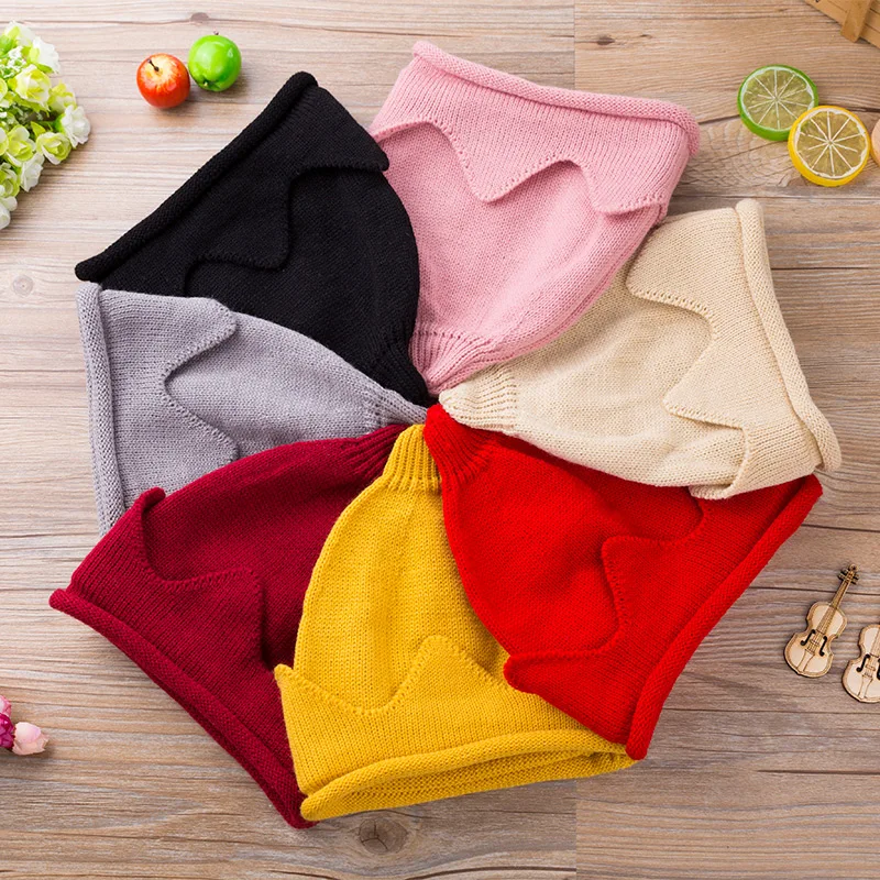 Новинка 2017 года Зимняя вязаная шапка с короной для маленьких девочек и мальчиков