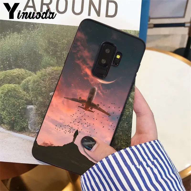 Роскошный чехол для телефона Yinuoda с самолетом путешествий на закате специальное
