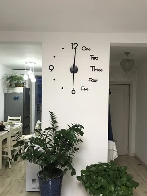 Акриловые diy цифровые настенные часы 1" круглые креативные современные черные Золотые механические кварцевые настенные часы украшение гостиной - Цвет: big black