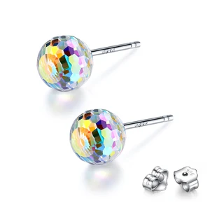 Серьги-гвоздики женские из серебра 925 пробы с кристаллами Сваровски