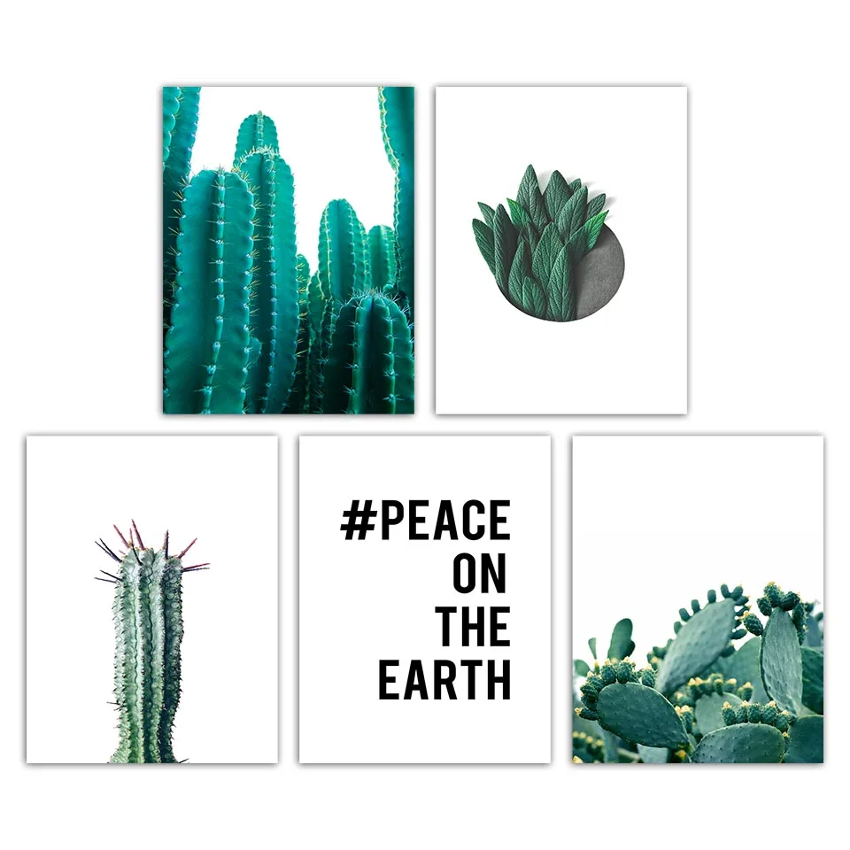 Скандинавский стиль листья кактус холст плакат печать мотивационные цитаты