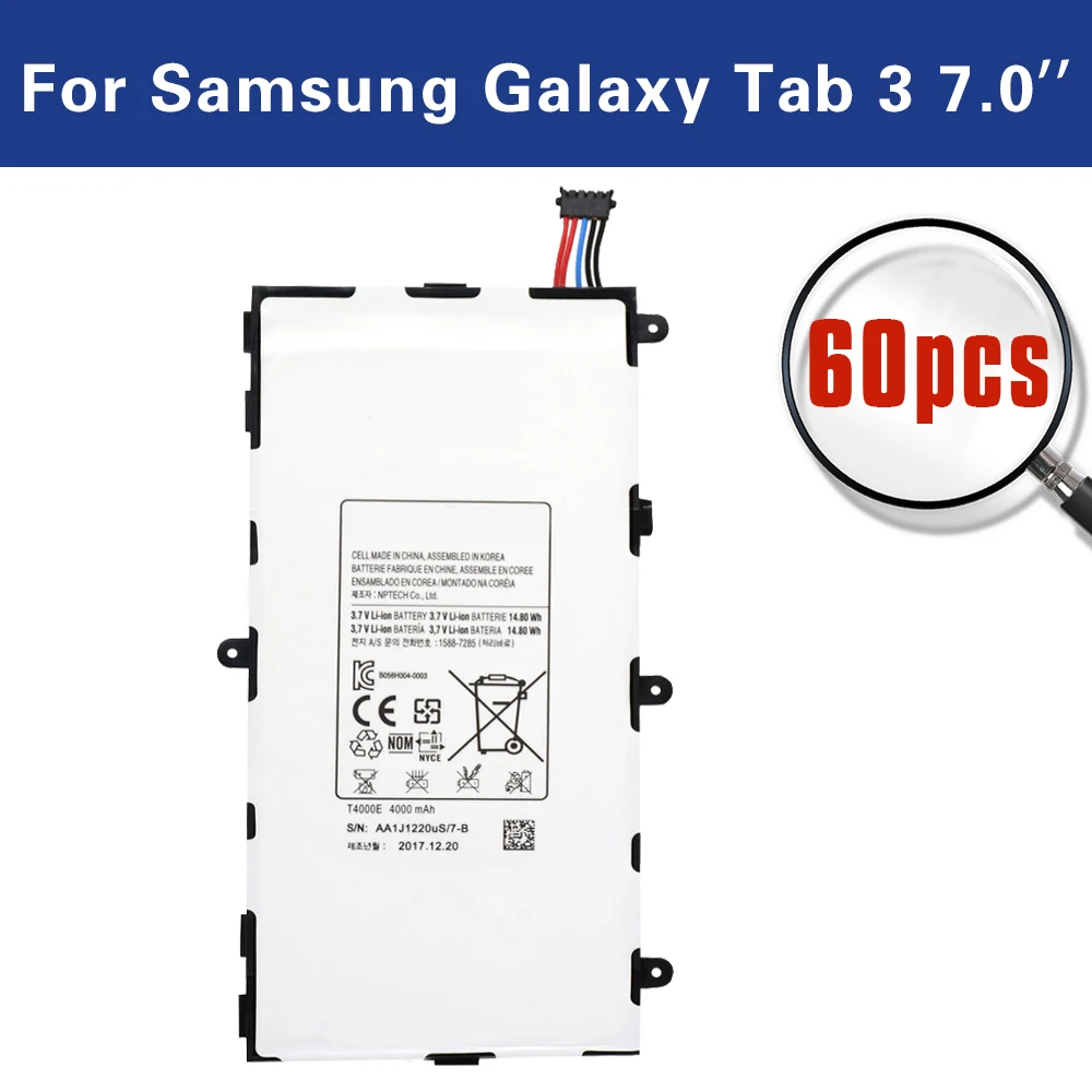 60 шт./лот батарея для планшета T4000E Samsung Galaxy Tab 3 7 0 ''SM T210 T211 T215 T217 T2105 AAA + Высокое