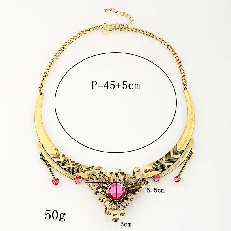 Модные Винтаж Панк цветок Подвески Красный Синий Кристалл колье Цепочки и