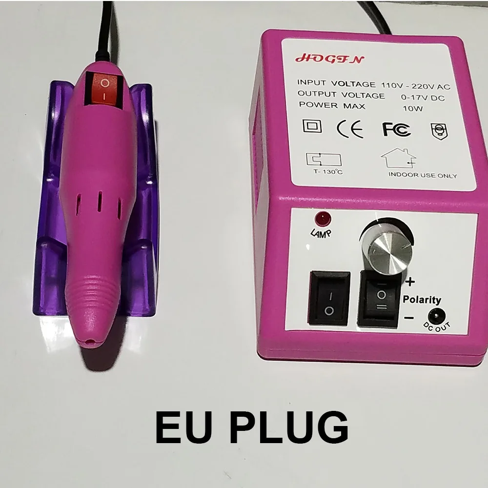Pink EU 20000 ОБ/мин аппарат для Электрический маникюр ногтей машина для полировки кутикулы фрезы для удаления геля пилки для ногтей сверла для ногтей - Цвет: Pink EU