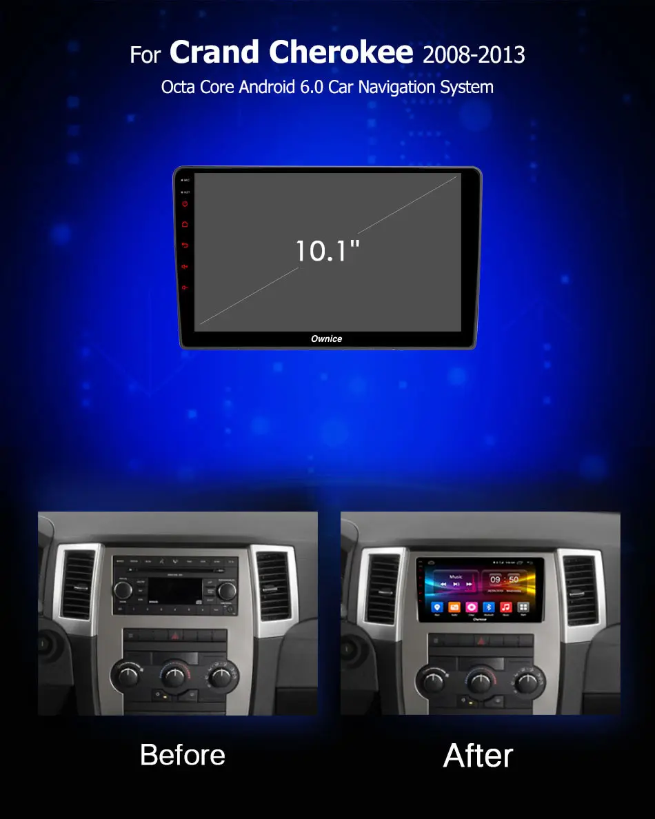 10," ips 1024*600 2.5D ips Android 9,0 8 ядерный автомобильный стерео gps Navi Радио плеер для Jeep Grand Cherokee 2008- CarPlay DSP