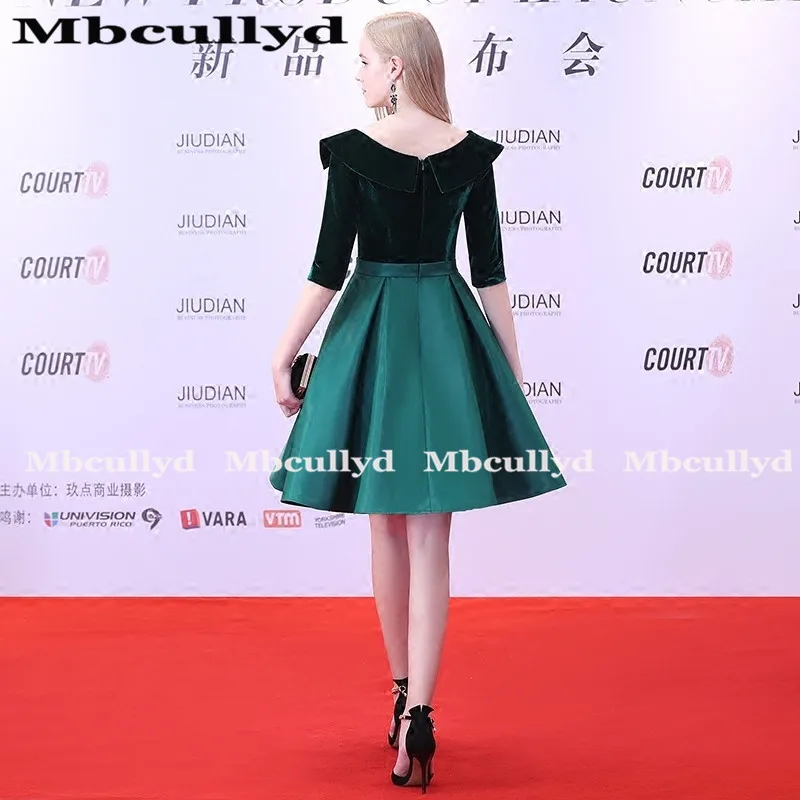 Mbcully/темно-зеленые короткие платья для выпускного вечера Роскошные вельветовые с