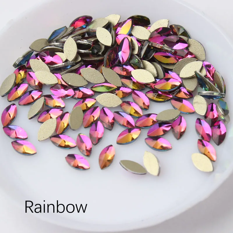 Rainbow Новинка, распродажа, стразы для нейл-арта "конский глаз", 3X6 мм, цветные, AB, Кристальные камни, 30 шт./100 шт., для украшения своими руками, маникюрный бриллиант - Цвет: Rainbow