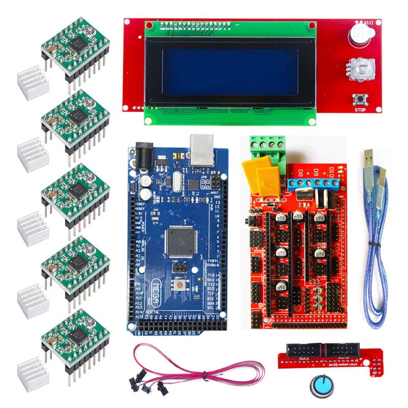 CNC 3d Принтер Комплект для Arduino Mega 2560 R3 + RAMPS 1 4 lcd 2004 концевой выключатель A4988 шаговый