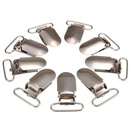 

Hot 30Pcs Metal Suspender Paci Pacifier Webbing Ribbon Mitten Clips Hook