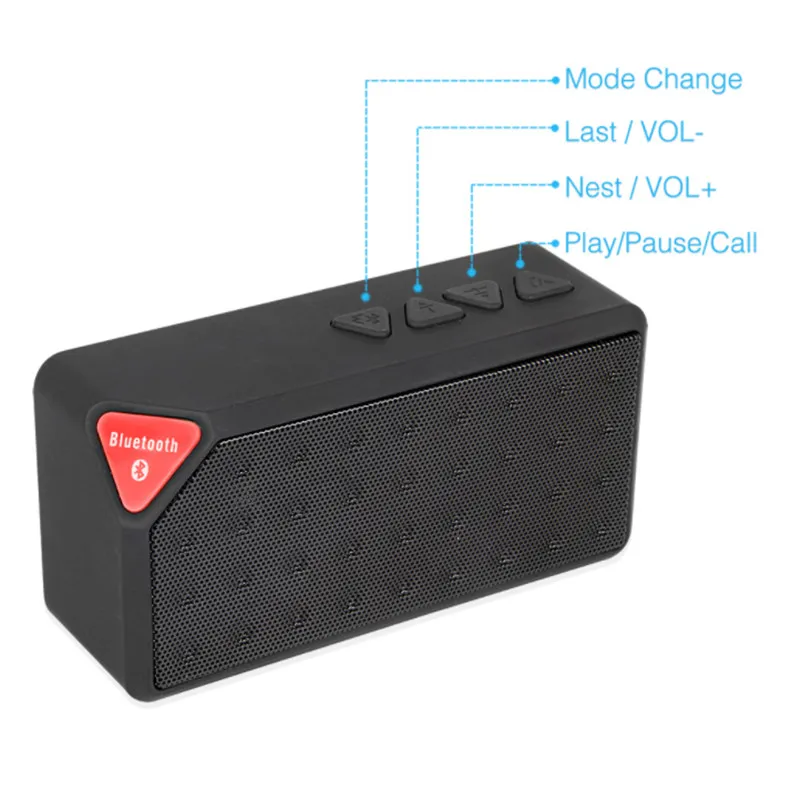 Mini X3 Protable Wireless Bluetooth Speaker with Mic Loudspeaker Boombox Subwoofer Soundbar Support TF FM Radio caixa de som | Электроника