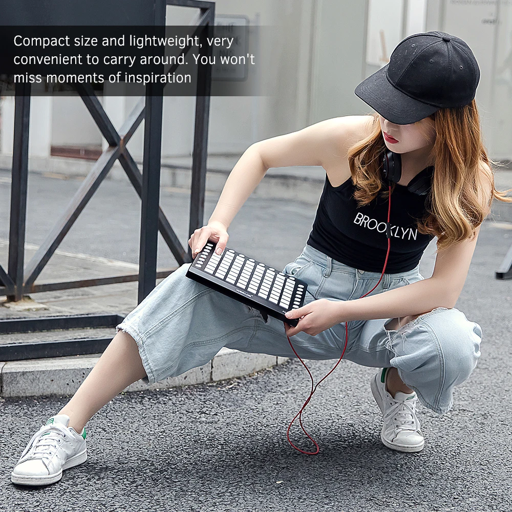 ORCA PAD64-A Портативный USB MIDI Drum Pad контроллер 64 RGB с подсветкой колодки 24 кнопки встроенный 128 МБ звуковой модуль с usb-кабелем