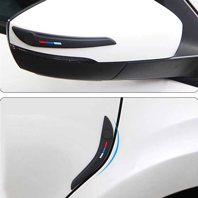 Protector de borde lateral para puerta de coche, pegatina de goma Universal para espejo retrovisor, pegatina antiarañazos