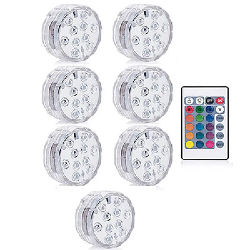 1 Remote 7 Light 10 светодиодный RGB Светодиодный прожектор пруд погружной IP67 Водонепроницаемый свет для плавательных бассейнов Батарея работает для Свадебная вечеринка - Испускаемый цвет: 1 Remote 7 Light