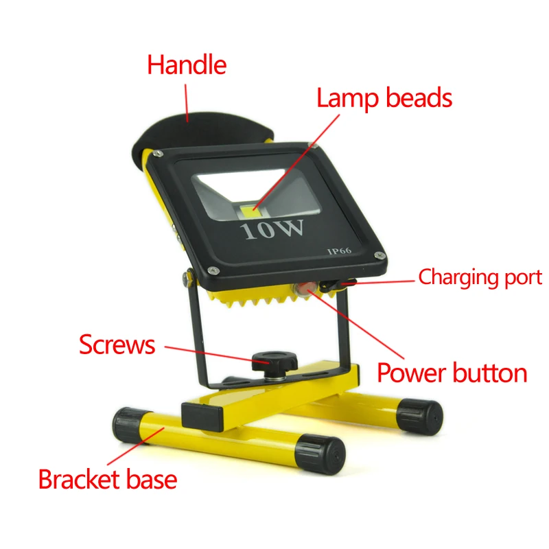 Светодиодный прожектор заливающего света BORUiT 10 Вт перезаряжаемая Рабочая лампа