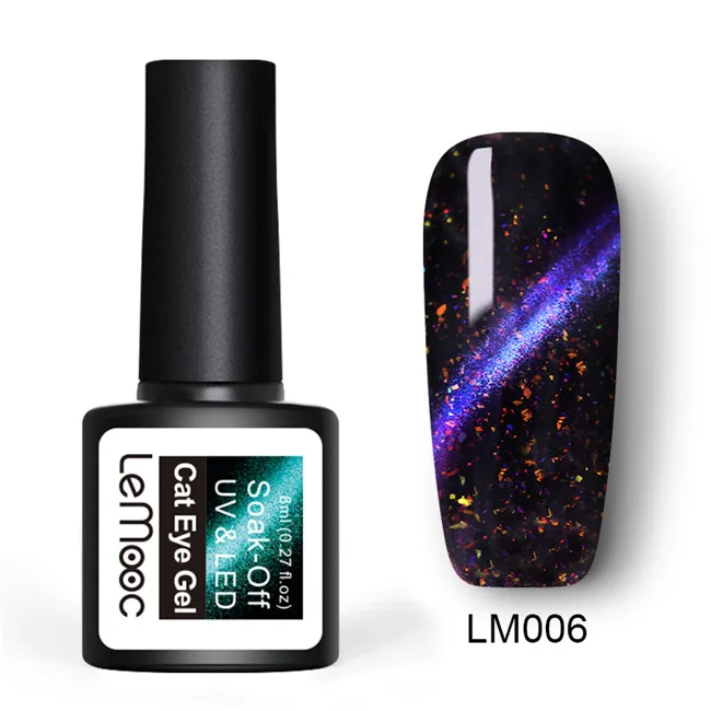 LM006 LEMOOC, 8 мл, 5D Магнитный Гель-лак для ногтей, хамелеон, синий, фиолетовый, смешанные цвета, замочить от блеска, УФ-Гель-лак, требуется черная основа - Цвет: LM006