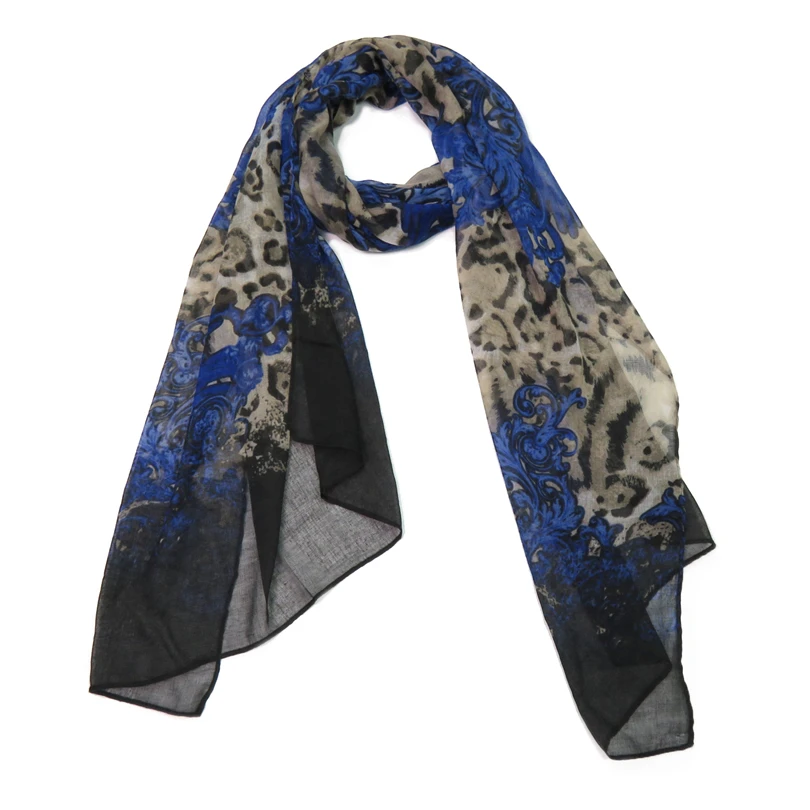 Шарф для женщин шали и шарфы 2017 мода обертывание бандана винтажный принт синие