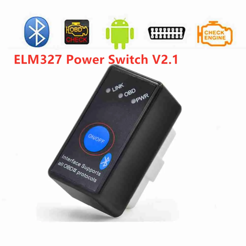 Супер Мини ELM327 Bluetooth V2.1 с выключателем питания ELM 327 OBD 2 Автомобильный