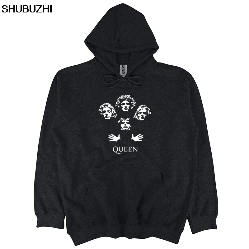 Queen толстовки рок-группы богемный Рапсодия Фредди Меркурий Винтаж Возврат логотип мужская повседневная с длинным рукавом Толстовка sbz1064 - Цвет: black