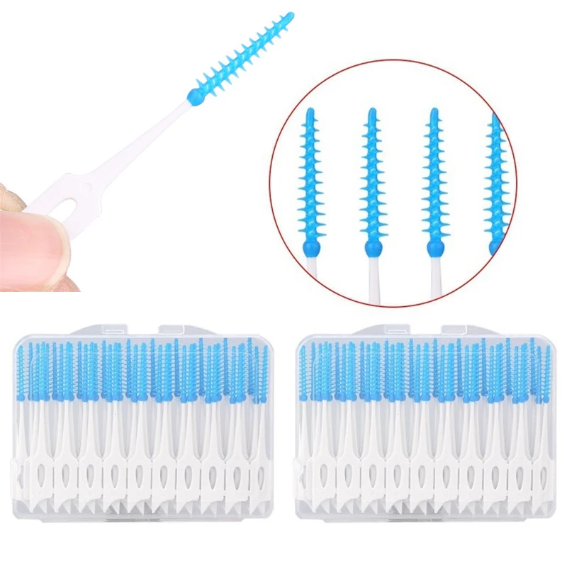 40Pcs/bag Adults Soft Interdental Brushes Clean Between Teeth Floss Toothpick ToothBrush Dental Oral Care Tool PP+TPE |