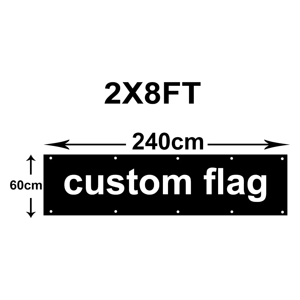 Пользовательский 2x8FT баннер 100D 60x240 см полиэстер флаг для улицы|Флаги баннеры и