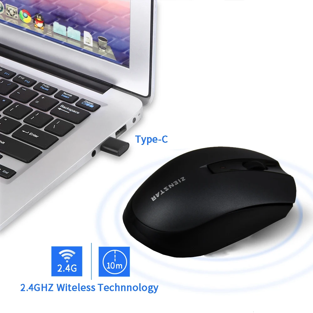 Беспроводная мышь Zienstar с USB-приемником типа C 12 дюймов для Macbook Pro 2016 2017 - купить по