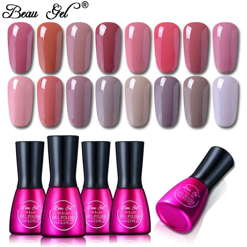 

Beau Gel 7ml Pure Color Series Gel Nail Polish Soak Of Nude Purple Color Esmaltes Permanentes Gel Varnish Lacquer