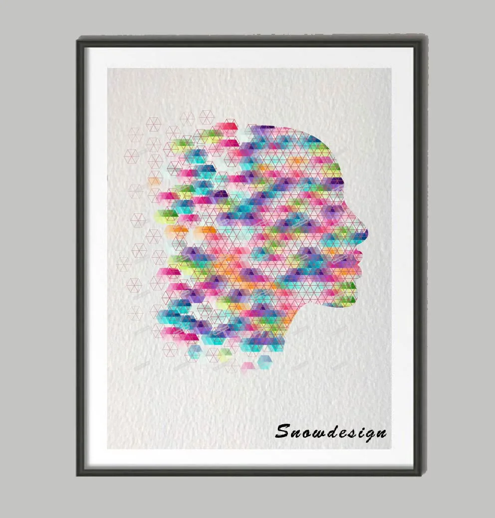 Low Poly Современная Геометрическая Картина на холсте с человеческой головой