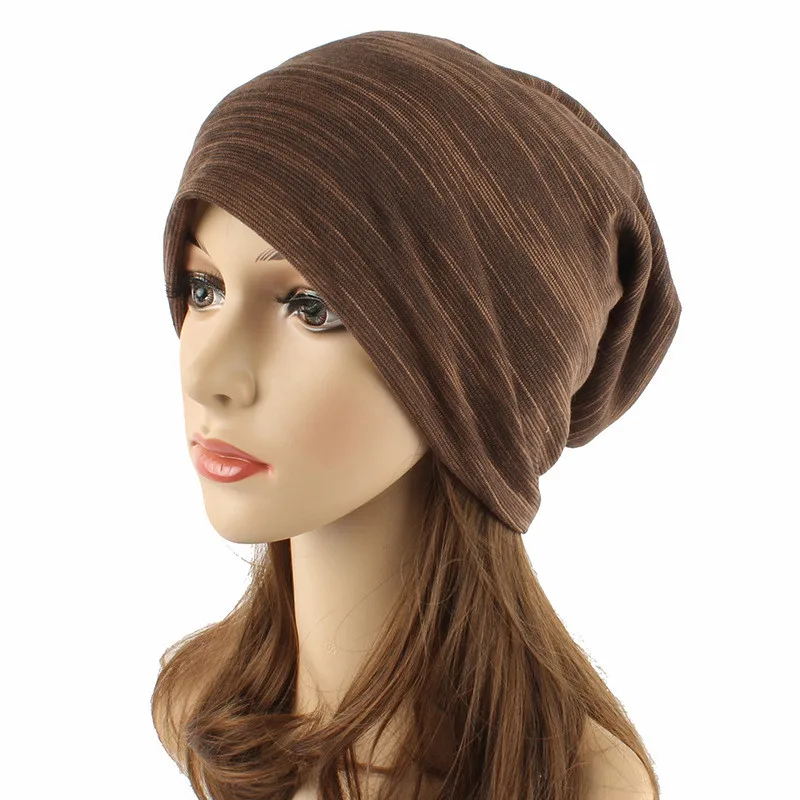 Летние шапочки без полей для женщин газовое однотонные кепки свитер двойной