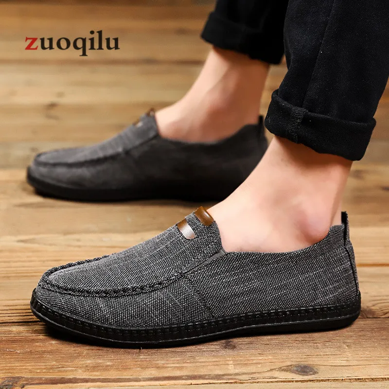 2019 парусиновая обувь мужские дышащие удобные плоские туфли Лоферы повседневная