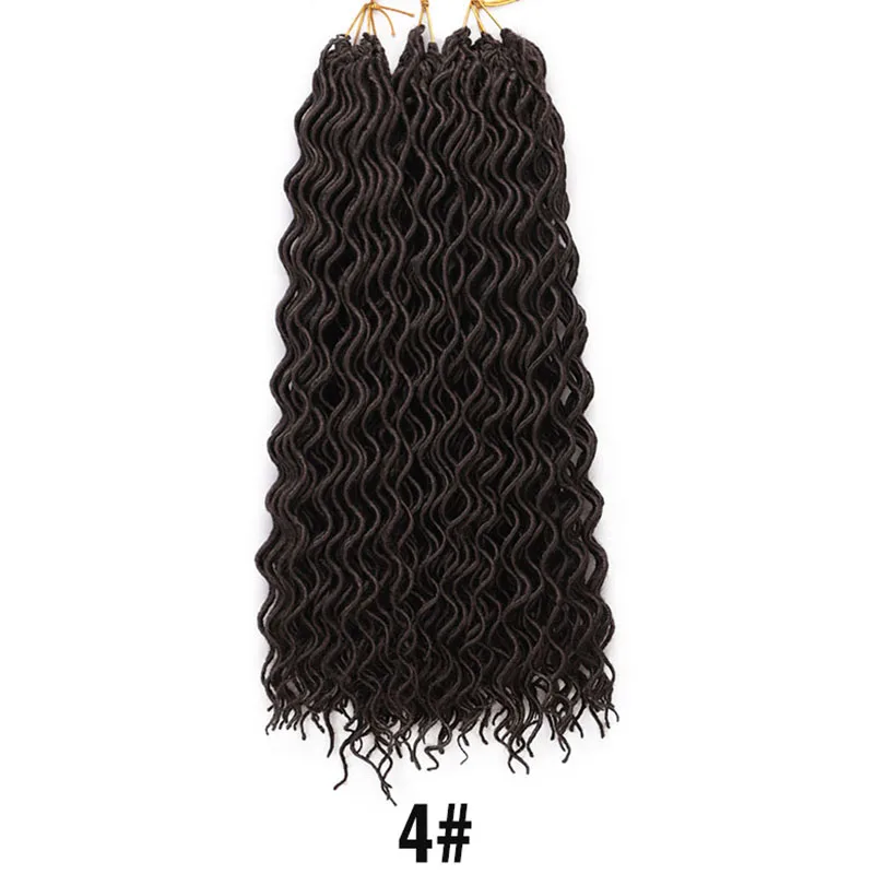 #4 Doris beauty Goddess Faux locs CURLY, вязанные крючком косички, волосы, 24 корня, 18 дюймов, Омбре, синтетические дреды, волосы для наращивания для женщин - Цвет: #4