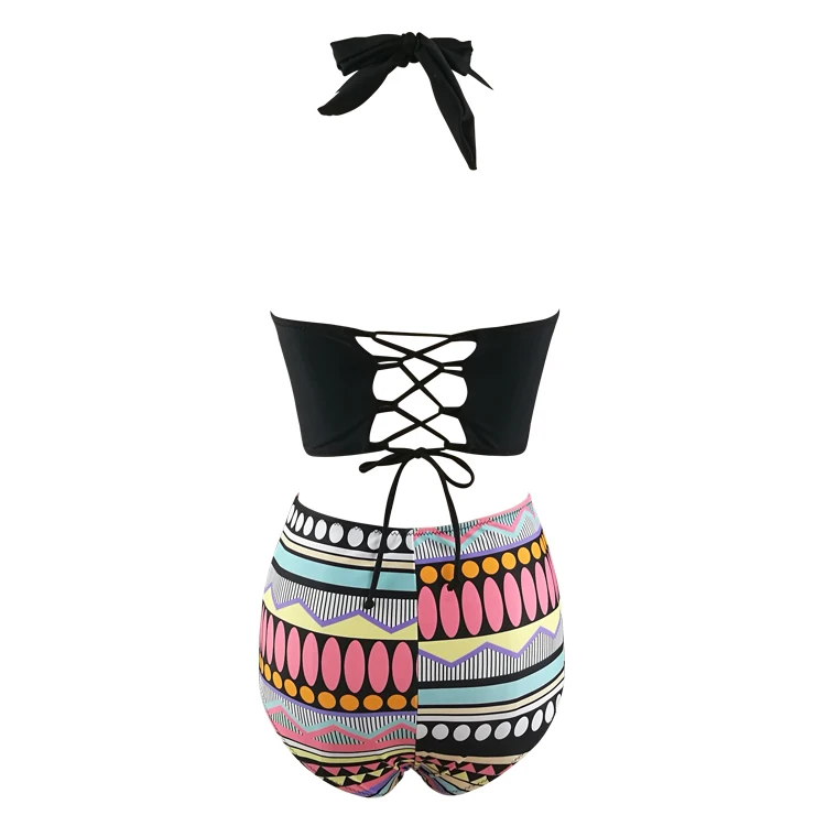 2017 Новый Бикини Плюс Размер Женщин Купальники Высокая Талия Купальник Холтер топ