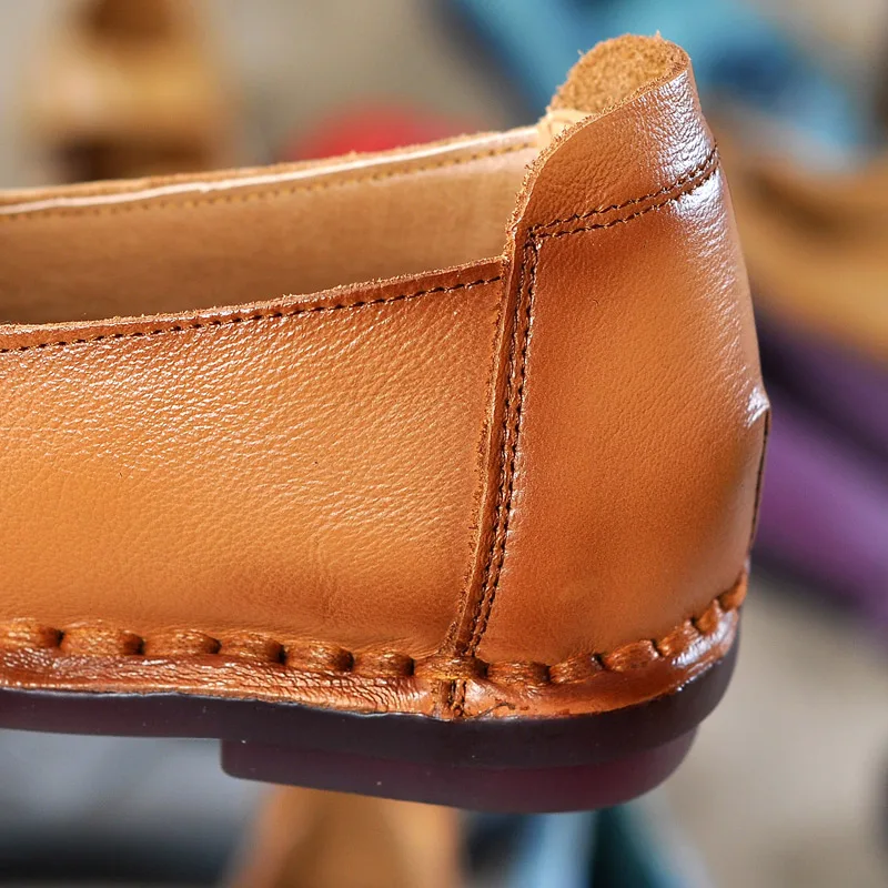 RUSHIMAN 2018 National style handmade Real Leather Leisure shoes Bovine Boxer Boxel Middle-aged mothers heel single 35-41 | Обувь