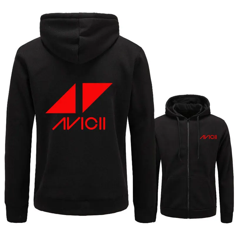 Мужская/Женская толстовка с капюшоном AVICII черная в стиле хип хоп на