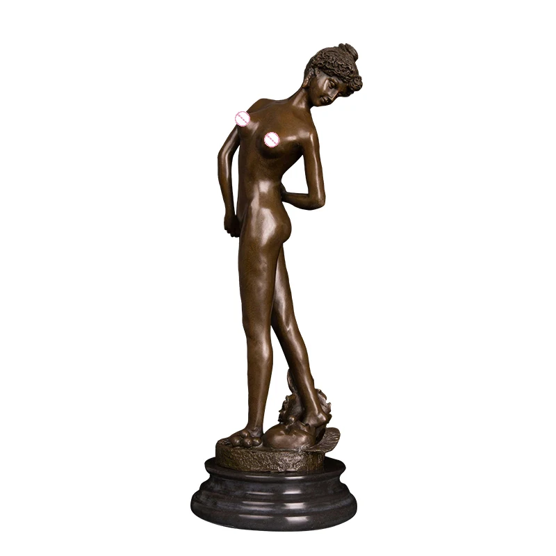 

ArtsHom DS-254 Sexy Western Young Woman Statue Bronze Antique Female Maiden Sculpture Figurine Modern Art for Decoration Accesso